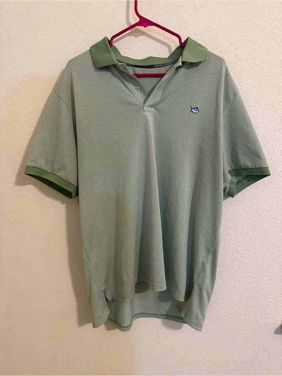 Southern Tide Other - Southern Tide Light Green Striped Polo with Contrast Collar